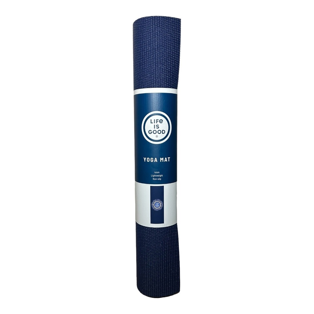 Life Is‎ Good Navy Blue Lightweight Non Slip Yoga Mat Do What You Love 68" x 24"